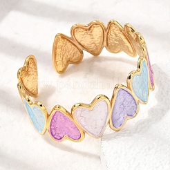 304 Stainless Steel Enamel Heart Open Cuff Bangles for Women&nbsp;SA-CBA4992-01A-G