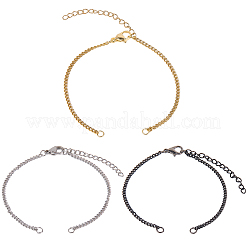 18Pcs 3 Colors 304 Stainless Steel Chain Bracelet Making&nbsp;MAK-SC0001-33