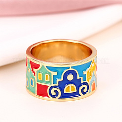 House Pattern Brass Enamel Finger Rings&nbsp;FS-WG03239-01