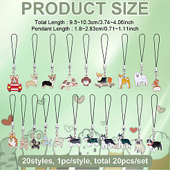20Pcs Alloy Enamel Dog Pendants Mobile Straps&nbsp;HJEW-FG00040