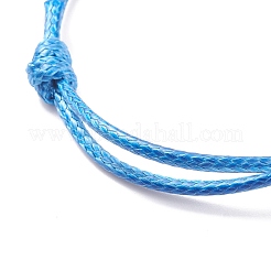 Natural Sodalite Heart Braided Cord Bracelet&nbsp;BJEW-JB07685-04