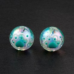 UV Plating Rainbow Iridescent Acrylic Enamel Beads&nbsp;OACR-I003-12A