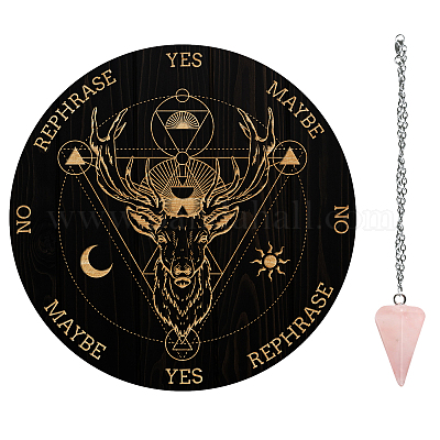 3PCS Pendulum Board Dowsing Divination, Star Pendulum Board Wooden Div