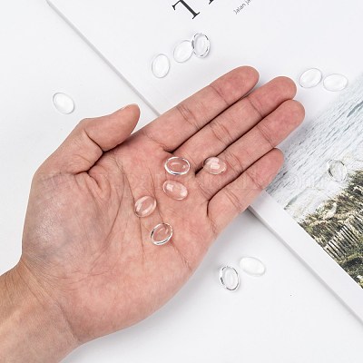 Transparent Oval Glass Cabochons&nbsp;X-GGLA-R022-14x10-1