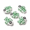 Handmade Printed Porcelain Beads, Hand Painted Ceramic Beads, Fish, Green, 14.5~15x11.5~12x7~7.5mm, Hole: 1.6mm