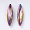 Imitation Austrian Crystal Glass Rhinestone, Grade A, Pointed Back & Back Plated, Horse Eye, Vitrail Medium, 14~14.5x4x2.5~3mm