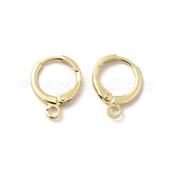Brass Huggie Hoop Earring Findings, with Horizontal Loops, Long-Lasting Plated, Lead Free & Cadmium Free, Real 18K Gold Plated, 12 Gauge, 14.7x11.7x2mm, Hole: 1.8mm