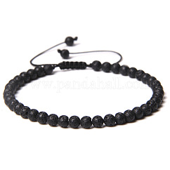 Adjustable Women's Lava Rock Beaded Bracelet, with Simple and Versatile Hand-wove Bead, Show in Picture