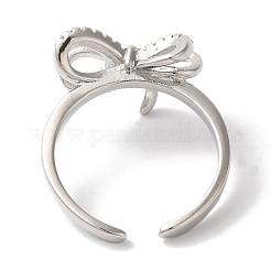 Bowknot Brass Micro Pave Clear Cubic Zirconia Open Cuff Rings for Women&nbsp;LS-RJEW-C098-07P