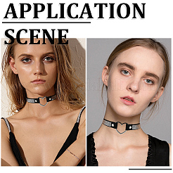 Punk-style Black Imitation Leather Crystal Rhinestone Chocker Necklaces&nbsp;NJEW-CL0001-30