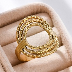 Oval 304 Stainless Steel Open Cuff Rings for Women&nbsp;RJEW-F174-05G