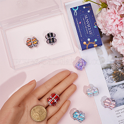 10Pcs Polymer Clay Pave Rhinestone Rectangle Beads with Resin Heart&nbsp;CLAY-SC0002-13