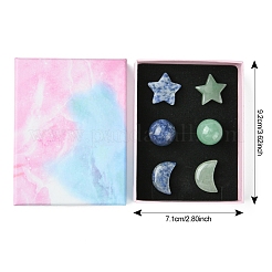 Natural Gemstone Healing Moon & Star & Round Ornaments&nbsp;AJEW-FS0001-12A