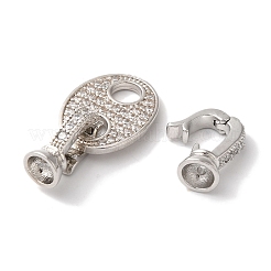 Coffee Bean Rack Plating Brass Micro Pave Clear Cubic Zirconia Fold Over Clasps&nbsp;KK-A225-10P