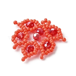 3pcs 3 Clors Glass Seed Beaded Leaf Pendants&nbsp;PALLOY-MZ00527