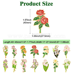 14Pcs 14 Styles Flower Enamel Pins&nbsp;JEWB-CJ0001-75