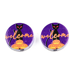 Halloween Printed Natural Wood Beads&nbsp;WOOD-T021-62