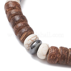 2Pcs Natural Coconut & Synthetic Turquoise Beads Stretch Bracelets for Men Women&nbsp;BJEW-JB12498