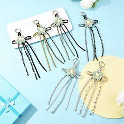 6Pcs Flower Handmade Cotton Knitting & Polyester & Spandex Cord Pendant Decorations&nbsp;HJEW-JM04418