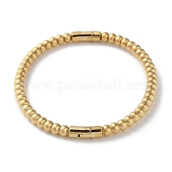 Rack Plating Brass Round Beaded Hinged Bangles&nbsp;BJEW-M039-05G