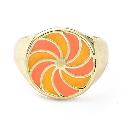 Pinwheel Pattern Alloy Enamel Finger Rings&nbsp;RJEW-Z008-15LG-E