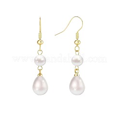 Teardrop Alloy Imitation Plastic Pearl Dangle Earrings&nbsp;FS-WG3074F-01