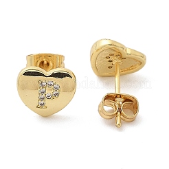 Rack Plating Brass Micro Pave Clear Cubic Zirconia Stud Earrings&nbsp;EJEW-K299-01G-P