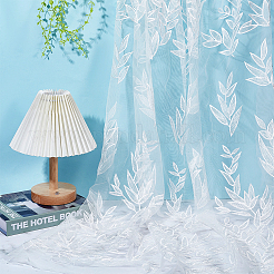 Polyester Bamboo Leaf Embroidered Lace Fabric&nbsp;DIY-WH0622-571