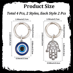 4Pcs 2 Styles Evil Eye & Hamsa Hand Alloy Shoe Charms&nbsp;AJEW-CP0006-42