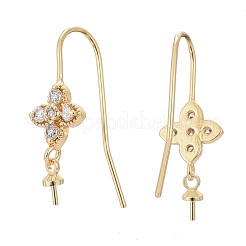Brass Micro Pave Cubic Zirconia Earring Hooks&nbsp;KK-K244-34G
