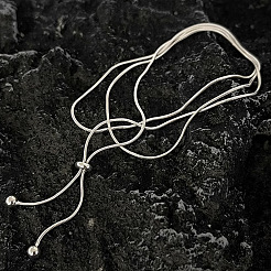 Stainless Steel Snake Chain Slider Lariat Necklaces for Women&nbsp;FS-WG85452-01