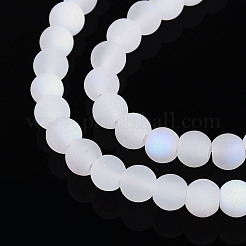 Frosted Imitation Jade Glass Beads Strands&nbsp;GLAA-T032-J4mm-MBB01