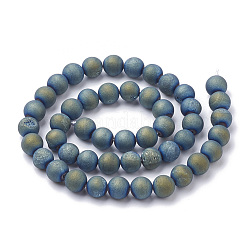 Electroplate Natural Druzy Geode Weathered Agate Beads Strands&nbsp;G-S284-8mm-03