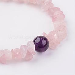 Natural Rose Quartz Stretch Bracelets&nbsp;BJEW-JB02523-01