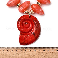 Summer Beach Resin Conch Shaped Pendant CCB Plastic Beaded Necklaces with Alloy End Chains&nbsp;NJEW-D336-03A-G