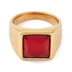 Square 304 Stainless Steel Glass Finger Rings&nbsp;RJEW-D083-14G-01