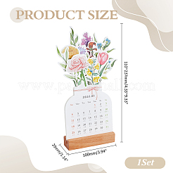 2026 Year Flower Desktop Calendar with Wood Base&nbsp;AJEW-WH0481-421A