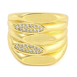 Brass Micro Pave Cubic Zirconia Cuff Finger Rings&nbsp;RJEW-B069-02G