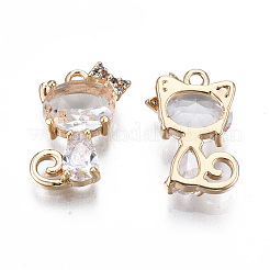 Brass Micro Pave Clear Cubic Zirconia Charms&nbsp;KK-S359-137-RS