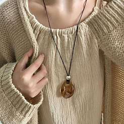 Resin Pendant Adjustable Waxed Cord Long Necklaces for Women&nbsp;FS-WG1D1FB-01