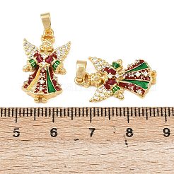 Brass Micro Pave Cubic Zirconia Enamel Pendants&nbsp;KK-B161-08G