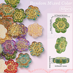 60Pcs Baking Paint and Golden Metal Enlaced Glass Beads&nbsp;DGLA-PA0001-07