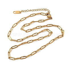 3.5MM Unisex 304 Stainless Steel Textured Paperclip Chain Necklaces&nbsp;NJEW-P356-01G