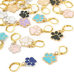 20Pcs 10 Colors Paw Print Alloy Enamel Pendant Locking Stitch Markers&nbsp;HJEW-TAC0097