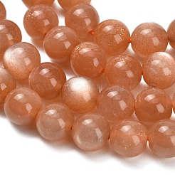 Natural Peach Moonston Beads Strands&nbsp;G-L634-B06-8mm