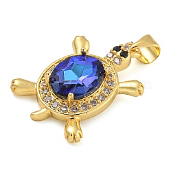 Tortoise Rack Plating Brass Micro Pave Cubic Zirconia Charms&nbsp;KK-G513-78A-01G