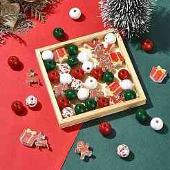 50Pcs Christmas Wood Beads&nbsp;WOOD-FS0002-42