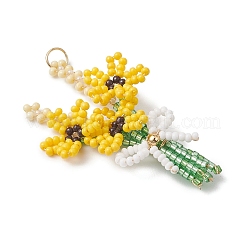 3D Glass Seed Beaded Bouquet with Bowknot Pendants&nbsp;PALLOY-MZ01153-01