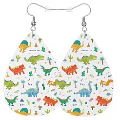 Teardrop with Dinosaur Imitation Leather Dangle Earrings&nbsp;FS-WGBCE63-01