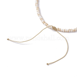 Glass with Natural Sea Shell Beads Braided Necklaces&nbsp;NJEW-JN04837